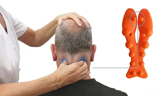 trapezius trigger points massager press 2 points 2 points at the base of the skull for nerve pain relief